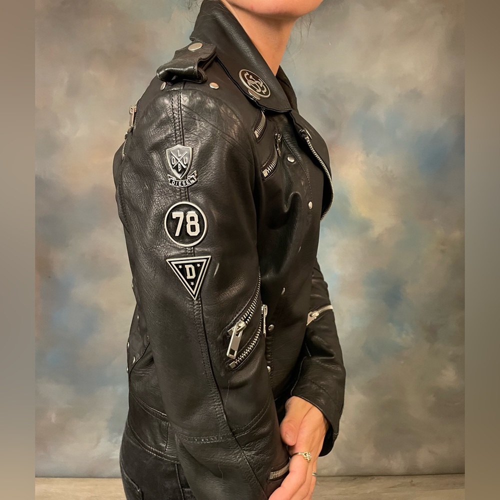 Diesel Black Gold Leather Jacket - Picture 4 of 6